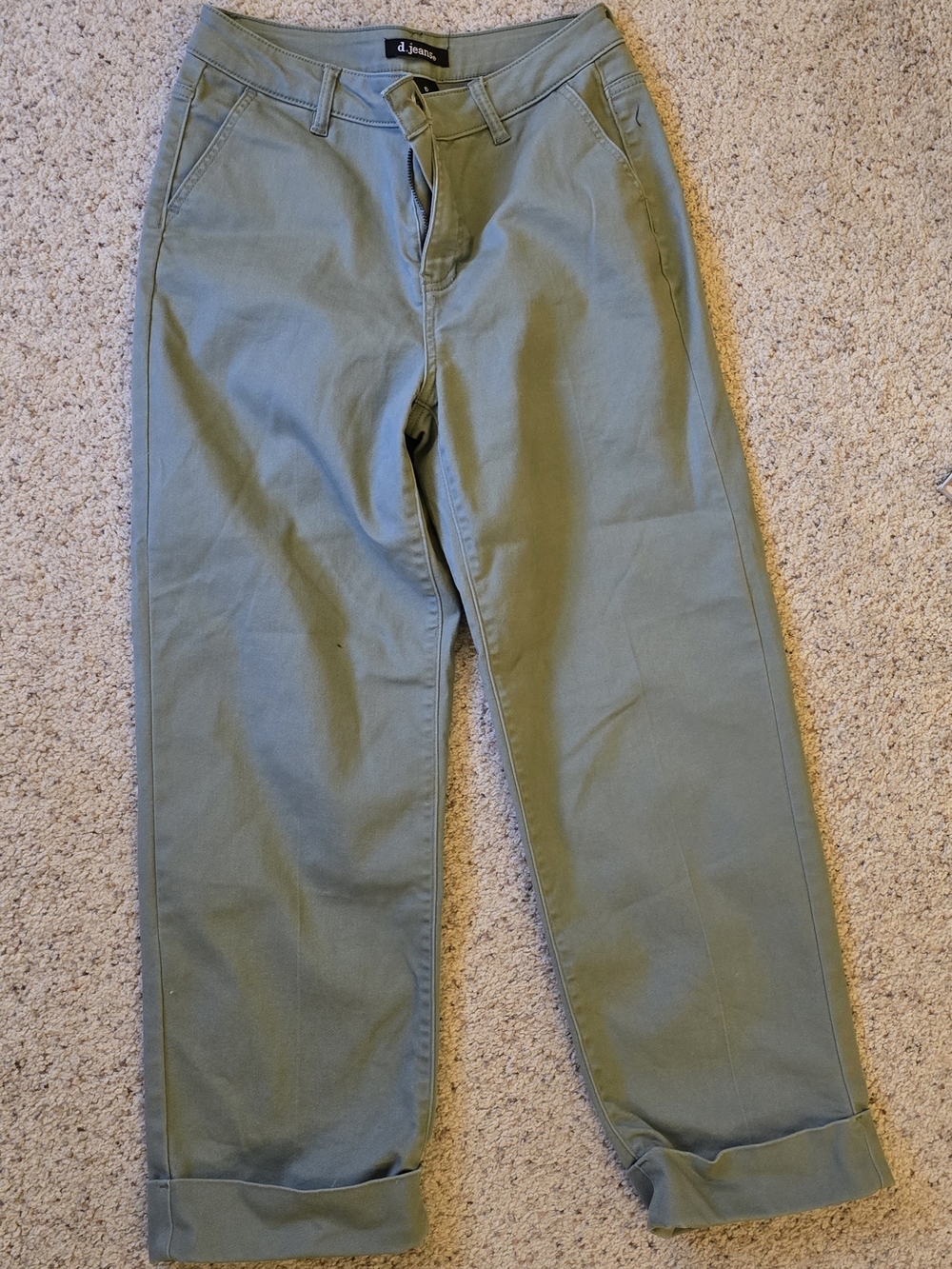 d. jeans Olive Green Cropped Chino Jeans